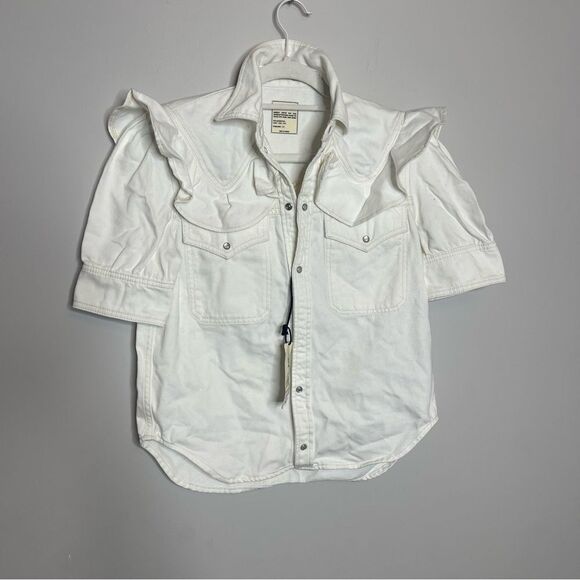 Zadig & Voltaire Toky Ruffle Denim Shirt Flawed, size XS - Picture 10 of 14